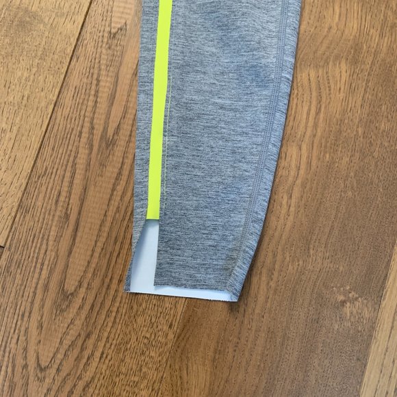 Zyia Grey Neon Yellow Racing Stripe High Rise Luxe Leggings Size 2 - Picture 3 of 13